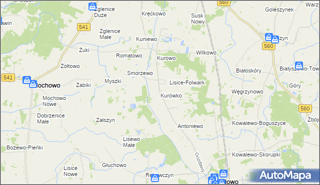 mapa Kurówko gmina Gozdowo, Kurówko gmina Gozdowo na mapie Targeo