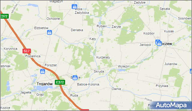 mapa Kurzelaty, Kurzelaty na mapie Targeo