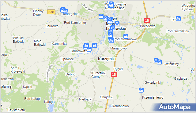 mapa Kurzętnik, Kurzętnik na mapie Targeo
