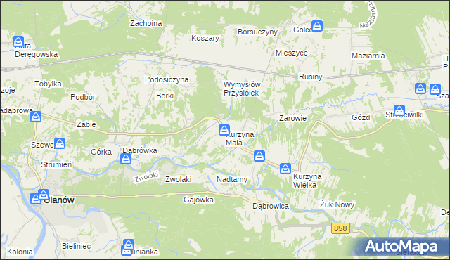 mapa Kurzyna Mała, Kurzyna Mała na mapie Targeo