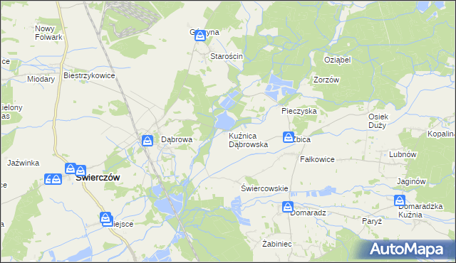 mapa Kuźnica Dąbrowska, Kuźnica Dąbrowska na mapie Targeo