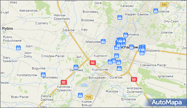 mapa Kuznocin gmina Sochaczew, Kuznocin gmina Sochaczew na mapie Targeo