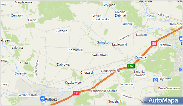 mapa Kwiatkówka, Kwiatkówka na mapie Targeo