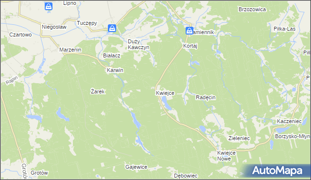 mapa Kwiejce, Kwiejce na mapie Targeo