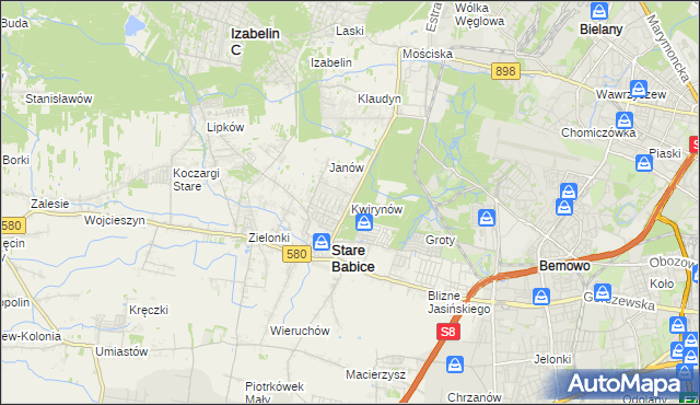 mapa Kwirynów gmina Stare Babice, Kwirynów gmina Stare Babice na mapie Targeo