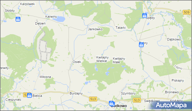 mapa Kwitajny Wielkie, Kwitajny Wielkie na mapie Targeo