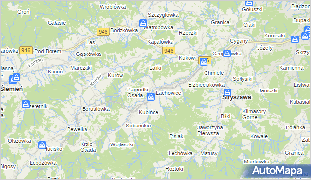 mapa Lachowice, Lachowice na mapie Targeo