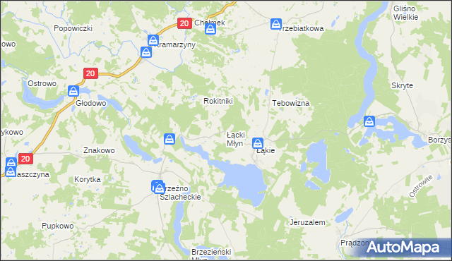 mapa Łącki Młyn, Łącki Młyn na mapie Targeo