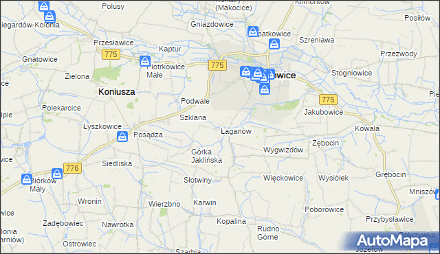 mapa Łaganów, Łaganów na mapie Targeo