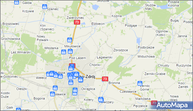 mapa Łagiewniki gmina Busko-Zdrój, Łagiewniki gmina Busko-Zdrój na mapie Targeo