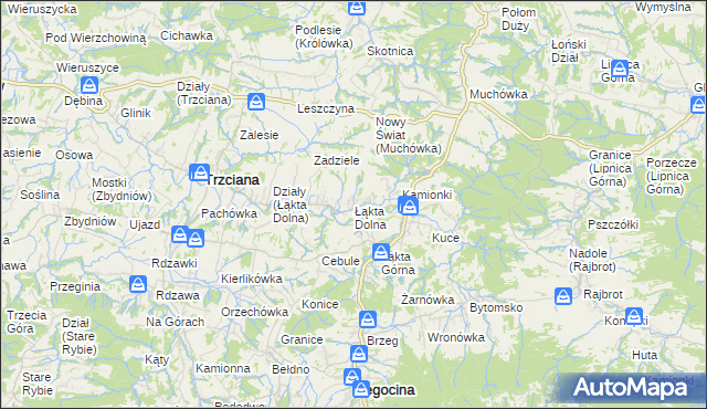 mapa Łąkta Dolna, Łąkta Dolna na mapie Targeo