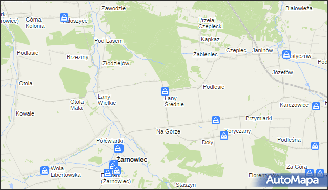 mapa Łany Średnie, Łany Średnie na mapie Targeo