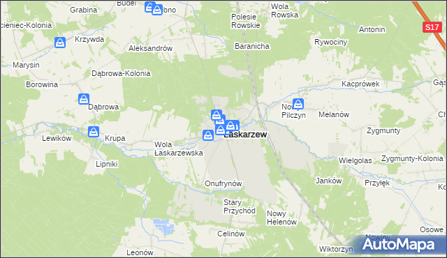 mapa Łaskarzew, Łaskarzew na mapie Targeo