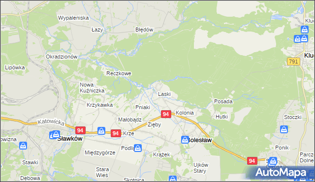 mapa Laski gmina Bolesław, Laski gmina Bolesław na mapie Targeo