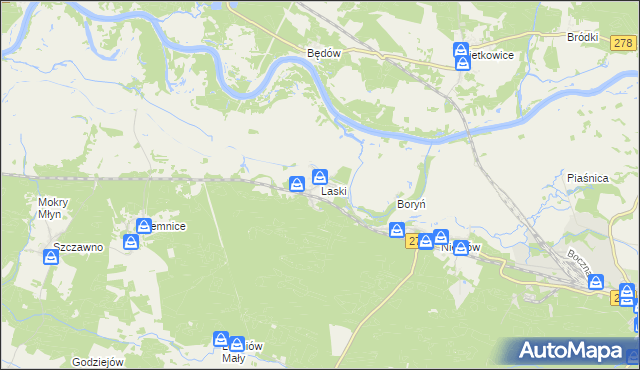 mapa Laski gmina Czerwieńsk, Laski gmina Czerwieńsk na mapie Targeo