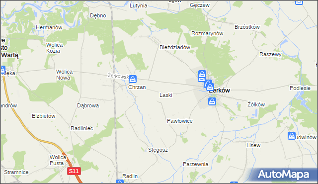 mapa Laski gmina Żerków, Laski gmina Żerków na mapie Targeo