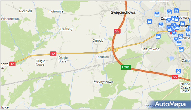 mapa Lasocice gmina Święciechowa, Lasocice gmina Święciechowa na mapie Targeo