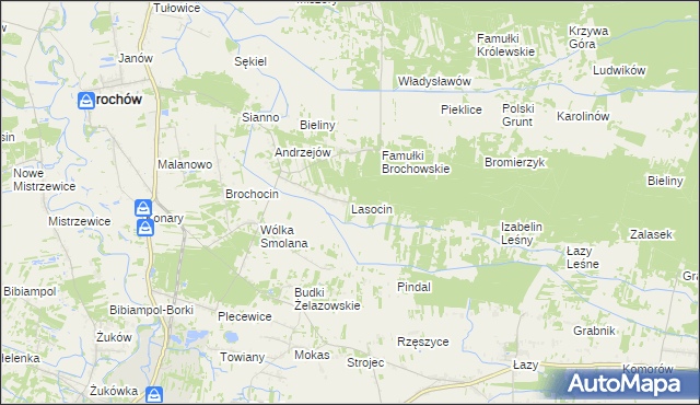 mapa Lasocin gmina Brochów, Lasocin gmina Brochów na mapie Targeo
