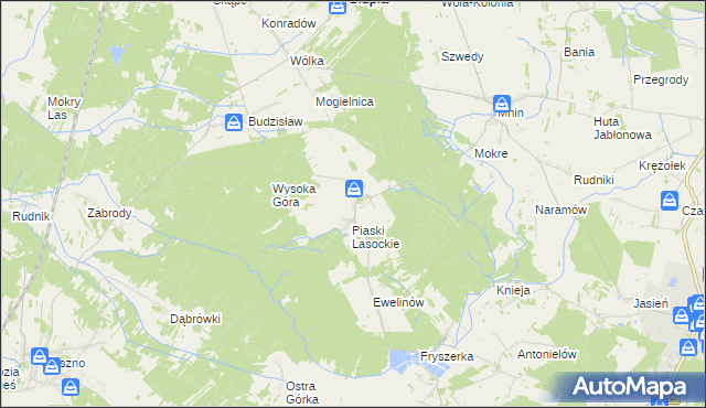 mapa Lasocin gmina Łopuszno, Lasocin gmina Łopuszno na mapie Targeo