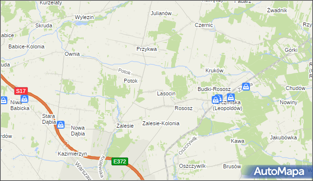 mapa Lasocin gmina Ryki, Lasocin gmina Ryki na mapie Targeo