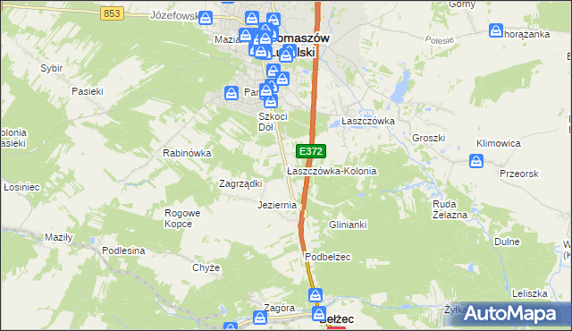 mapa Łaszczówka-Kolonia, Łaszczówka-Kolonia na mapie Targeo