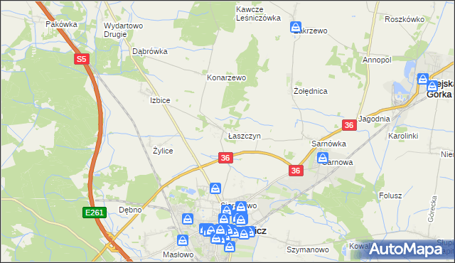 mapa Łaszczyn gmina Rawicz, Łaszczyn gmina Rawicz na mapie Targeo