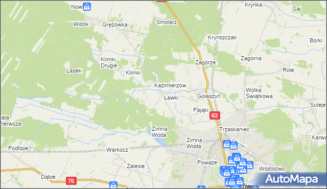 mapa Ławki gmina Łuków, Ławki gmina Łuków na mapie Targeo