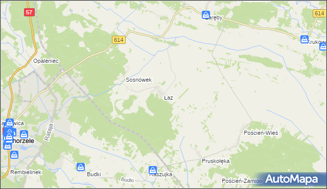 mapa Łaz gmina Chorzele, Łaz gmina Chorzele na mapie Targeo