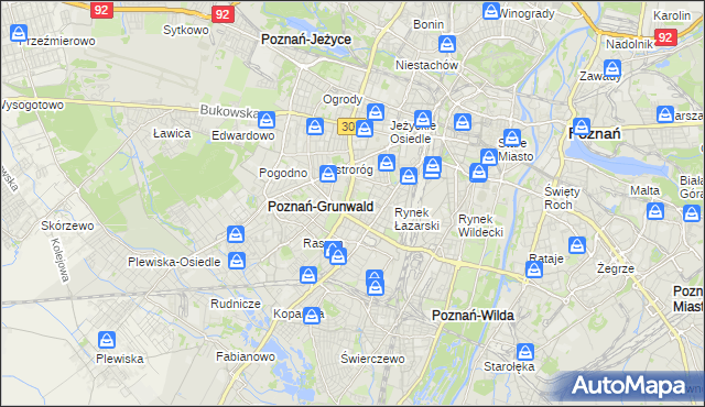 mapa Łazarz gmina Poznań, Łazarz gmina Poznań na mapie Targeo