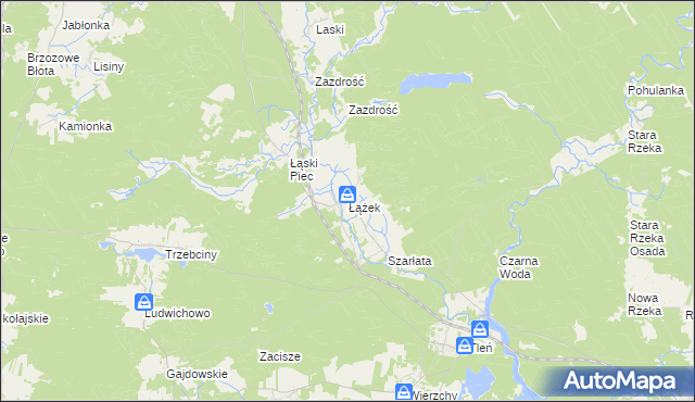 mapa Łążek gmina Osie, Łążek gmina Osie na mapie Targeo