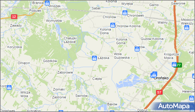 mapa Łaziska gmina Orońsko, Łaziska gmina Orońsko na mapie Targeo