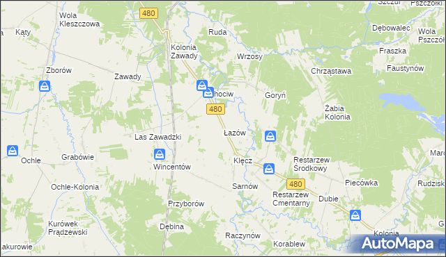 mapa Łazów gmina Widawa, Łazów gmina Widawa na mapie Targeo