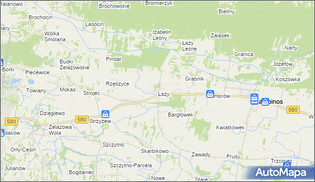 mapa Łazy gmina Kampinos, Łazy gmina Kampinos na mapie Targeo