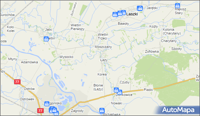 mapa Łazy gmina Radymno, Łazy gmina Radymno na mapie Targeo
