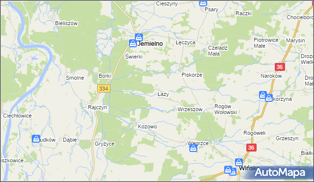 mapa Łazy gmina Wińsko, Łazy gmina Wińsko na mapie Targeo