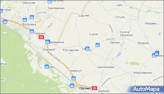 mapa Łążyn gmina Obrowo, Łążyn gmina Obrowo na mapie Targeo