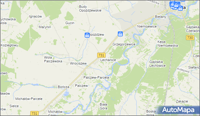 mapa Lechanice, Lechanice na mapie Targeo