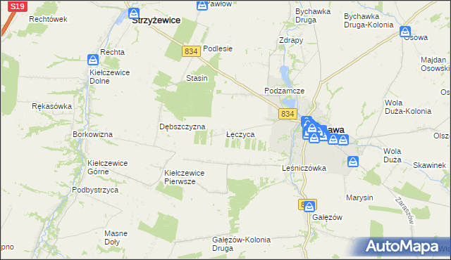 mapa Łęczyca gmina Bychawa, Łęczyca gmina Bychawa na mapie Targeo