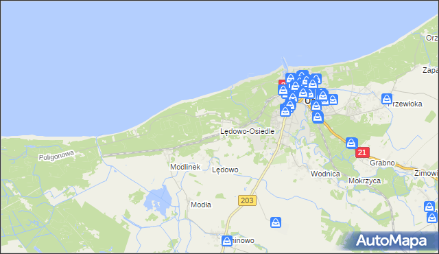 mapa Lędowo-Osiedle, Lędowo-Osiedle na mapie Targeo