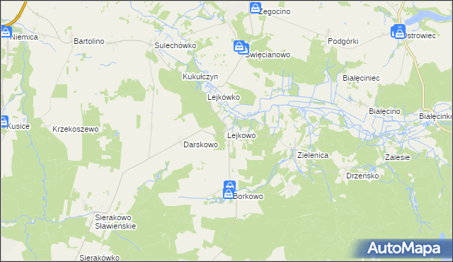 mapa Lejkowo gmina Malechowo, Lejkowo gmina Malechowo na mapie Targeo