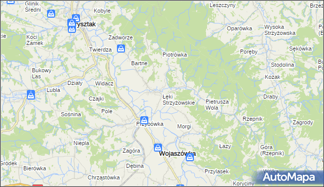 mapa Łęki Strzyżowskie, Łęki Strzyżowskie na mapie Targeo