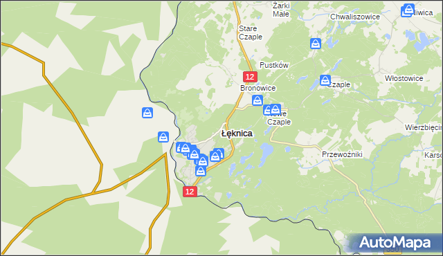 mapa Łęknica powiat żarski, Łęknica powiat żarski na mapie Targeo