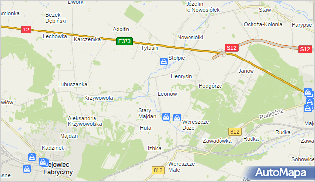 mapa Leonów gmina Rejowiec, Leonów gmina Rejowiec na mapie Targeo