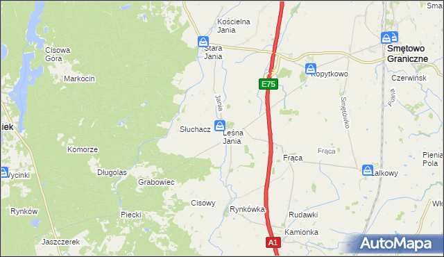 mapa Leśna Jania, Leśna Jania na mapie Targeo