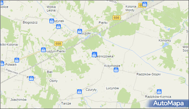 mapa Leśniczówka gmina Mordy, Leśniczówka gmina Mordy na mapie Targeo