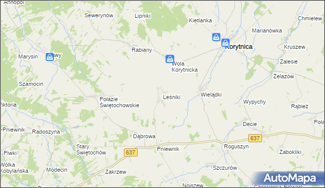 mapa Leśniki gmina Korytnica, Leśniki gmina Korytnica na mapie Targeo