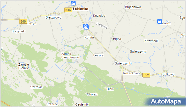 mapa Leszcz gmina Łubianka, Leszcz gmina Łubianka na mapie Targeo