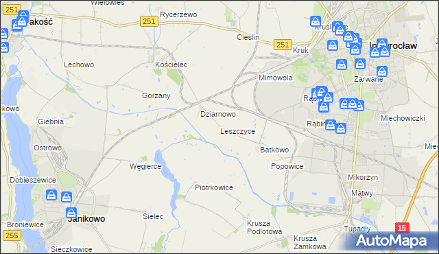 mapa Leszczyce, Leszczyce na mapie Targeo