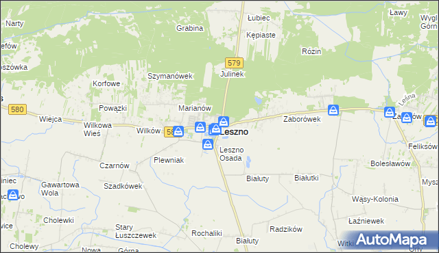 mapa Leszno powiat warszawski zachodni, Leszno powiat warszawski zachodni na mapie Targeo