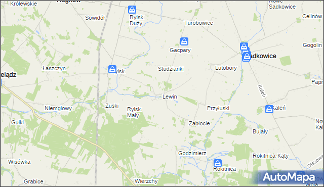 mapa Lewin gmina Sadkowice, Lewin gmina Sadkowice na mapie Targeo